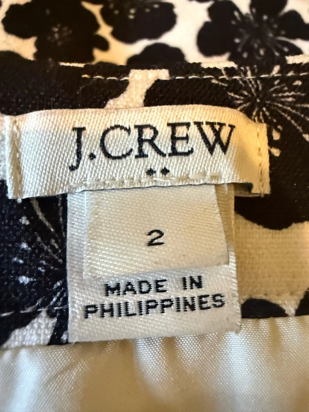 J. Crew Black and White Floral Lace-Effect Pencil Skirt